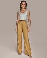 Donna Karan New York Women's Linen-Blend Wide-Leg Pants, Regular & Petite