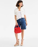 On 34th Women's Elbow Puff Sleeve Denim Jacket, Exclusively at Macy's