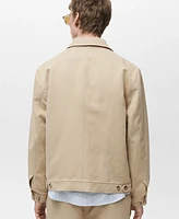 Mango Men's Pocket Cotton-Linen Jacket