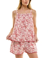 Roudelain Women's Flared Tank Top & Short Pajama Set