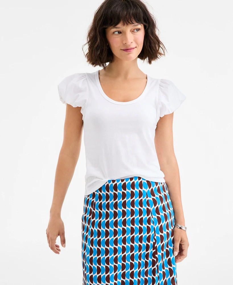 On 34th Women's Balloon-Sleeve Scoop-Neck T-Shirt, Exclusively at Macy's