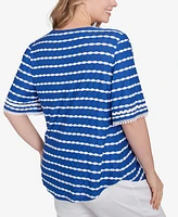 Ruby Rd. Plus Tapered Stripe Textured Crew Neck Top