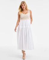 On 34th Women's Cotton Voile Crochet-Bodice Dress, Exclusively at Macy's