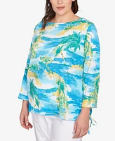 Ruby Rd. Plus Paradise Island Crinkle Knit Top