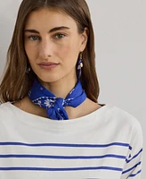 Lauren Ralph Women's Striped Cotton Jersey Boatneck Top