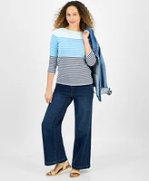 Style & Co Petite Striped Cotton Top, Exclusively at Macy's
