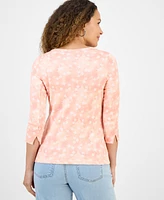 Style & Co Petite Spotty Airy Floral-Print Cotton Top, Exclusively at Macy's