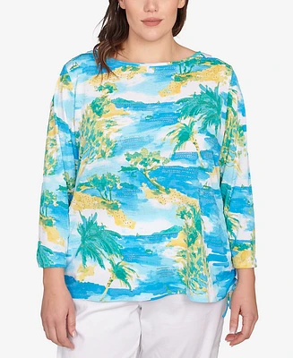 Ruby Rd. Plus Paradise Island Crinkle Knit Top