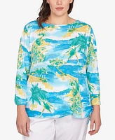 Ruby Rd. Plus Paradise Island Crinkle Knit Top