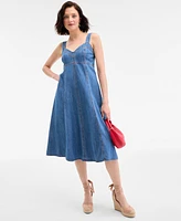 On 34th Women's Denim Sweetheart-Neck Midi Dress, Exclusively at Macy's