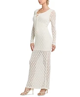 Guess Women's Long-Sleeve Alba Pointelle Maxi Dress