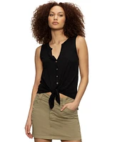 Sanctuary Women's Button-Up Tie-Front Sleeveless Top