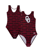 Gk Elite Big Boys and Girls Crimson Oklahoma Sooners Spirit Leotard