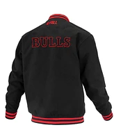 Fisll Men's and Women's Black Chicago Bulls Logo Man Shadow Collection Full-Snap Varsity Jacket