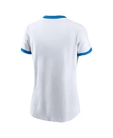 Nike Women's White Los Angeles Chargers Rewind Ringer Tri-Blend T-Shirt