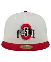 New Era Men's Cream Ohio State Buckeyes Chrome 59FIFTY Fitted Hat