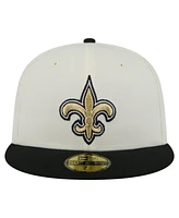 New Era Men's White/Black Orleans Saints Main 59FIFTY Fitted Hat