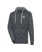 Antigua Men's Charcoal New York Yankees Metallic Victory Full-Zip Hoodie