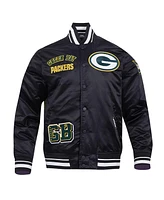 Pro Standard Men's Black Green Bay Packers Sublimated Satin Full-Snap Jacket