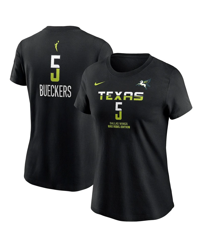 Nike Women's Paige Bueckers Black Dallas Wings 2025 Wnba Draft Rebel Edition Name Number T-Shirt