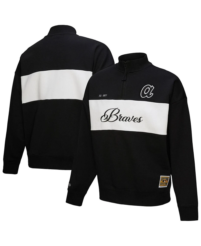 Mitchell & Ness Women's Black Atlanta Braves Quarter-Zip Pullover Top