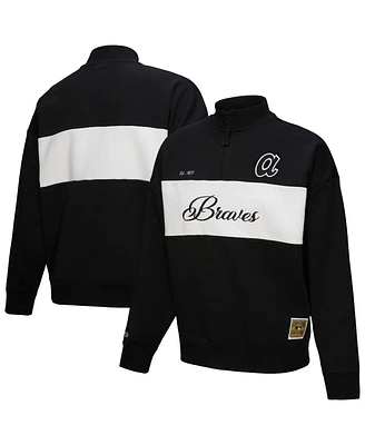 Mitchell & Ness Women's Black Atlanta Braves Quarter-Zip Pullover Top