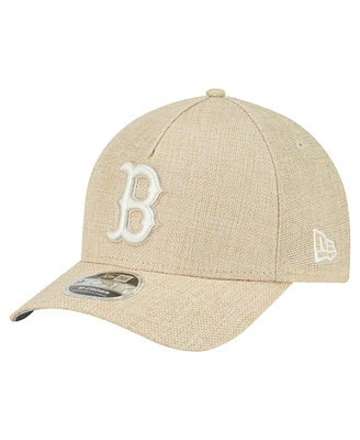 New Era Men's Beige Boston Red Sox Cotton Weave M-Crown A-Frame 9FORTY Adjustable Hat