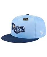 New Era Men's Light Blue/Navy Tampa Bay Rays Satin 59FIFTY Fitted Hat