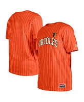 New Era Men's Orange Baltimore Orioles Throwback Pinstripe T-Shirt