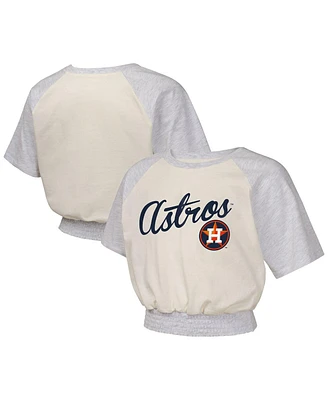 Outerstuff Big Girls Cream Houston Astros Curve Ball Fashion Raglan T-Shirt