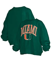 Pressbox Women's Green Miami Hurricanes Janise Arch Over Logo Waist Length Oversized Pullover Sweatshirt