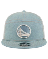 New Era Men's Golden State Warriors Adventure Denim Split Panel 9FIFTY Snapback Trucker Hat