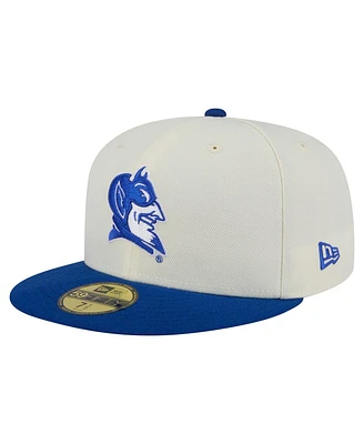 New Era Men's Cream Duke Blue Devils Chrome 59FIFTY Fitted Hat