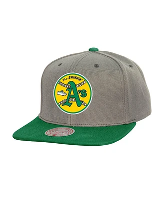 Mitchell & Ness Men's Gray Athletics Cooperstown Collection Basic Flip Snapback Hat