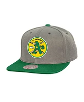Mitchell & Ness Men's Gray Athletics Cooperstown Collection Basic Flip Snapback Hat