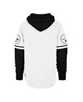 '47 Brand Men's White Pittsburgh Steelers Trifecta Shortstop Pullover Hoodie