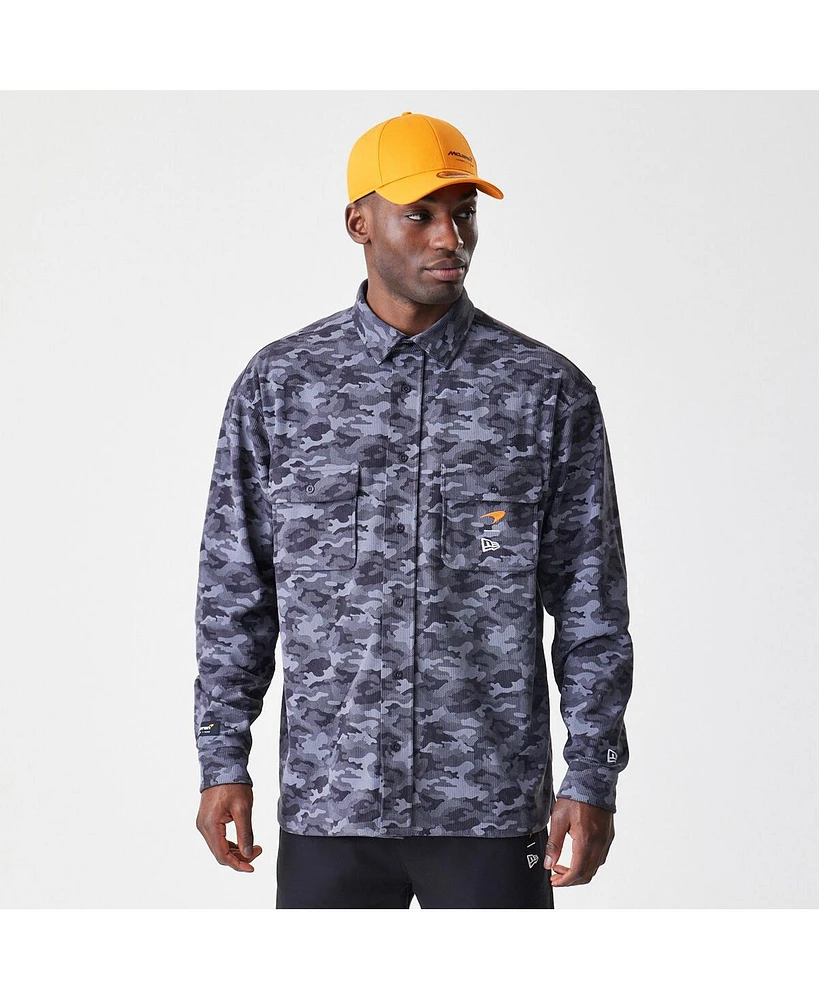 New Era Men's Graphite McLaren F1 Team Camo Button-Up Shirt
