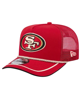 New Era Men's Scarlet San Francisco 49ers Vintage Team Rope A-Frame Trucker 9FIFTY Snapback Hat