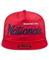 New Era Men's Red Washington Nationals Retro Satin Script Golfer Adjustable Hat