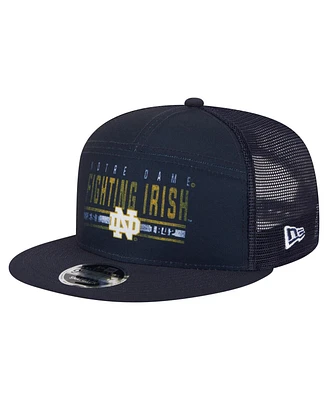 New Era Men's Navy Notre Dame Fighting Irish Split Panel 9FIFTY Snapback Trucker Hat