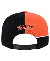 New Era Men's Black/Orange San Francisco Giants Retro Split Corduroy Snapback Hat