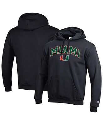 Champion Men's Black Miami Hurricanes Arch Over Logo Pullover Hoodie