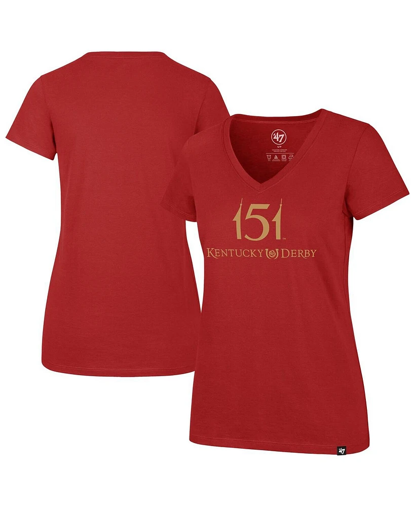 '47 Brand Women's Red 151st Kentucky Derby V-Neck T-Shirt