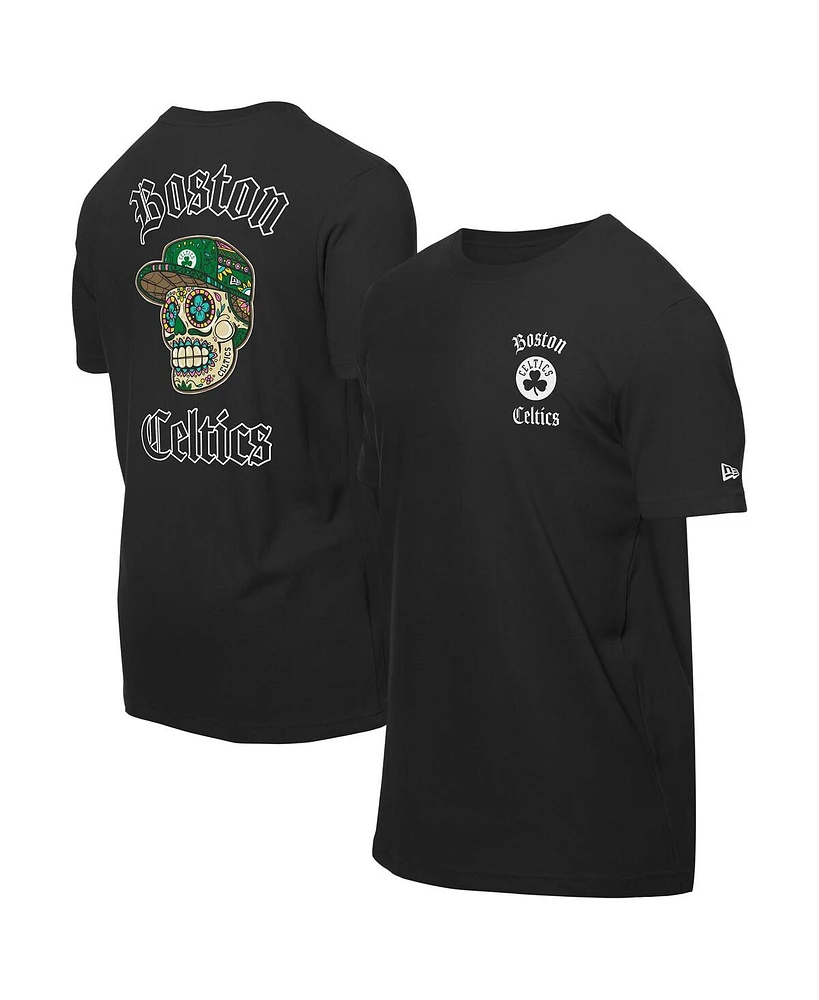 New Era Men's Black Boston Celtics Sugar Skulls T-Shirt