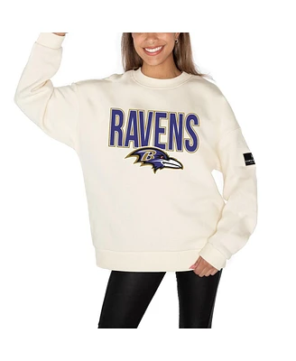 Gameday Couture Women's Cream Baltimore Ravens Premium Fleece Drop Shoulder Pullover Sweatshirt