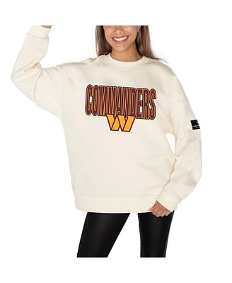 Gameday Couture Women's Cream Washington Commanders Premium Fleece Drop Shoulder Pullover Sweatshirt