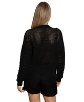 Sanctuary Women's Cotton Open-Knit Bomber Jacket