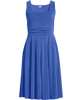 Lands' End Women's Cupro Fit and Flare Sleeveless Dress