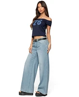 Edikted Women's Ripley Distressed Low Rise Jeans