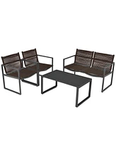 Gymax 4PCS Patio Conversation Furniture Set Yard Garden Outdoor w/ Coffee Table